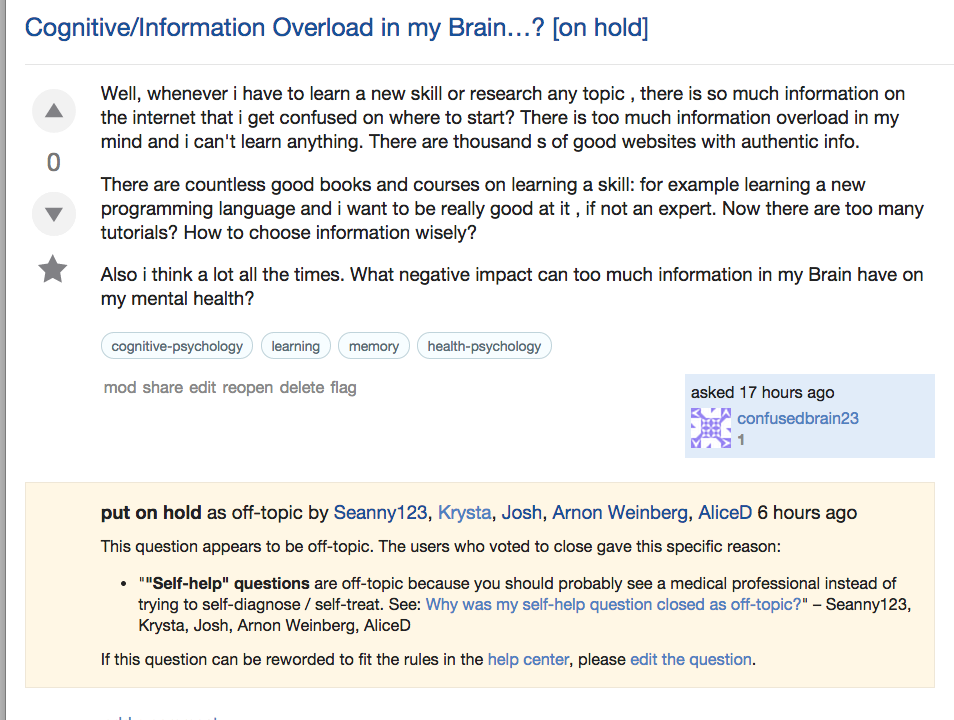 information overload question screenshot