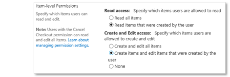 List settings for Item-level permissions