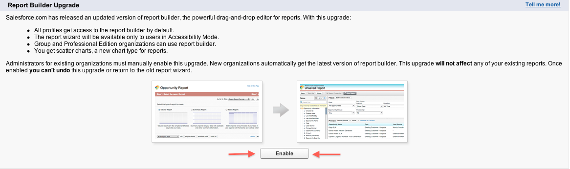 Enable Report Builder Upgrade