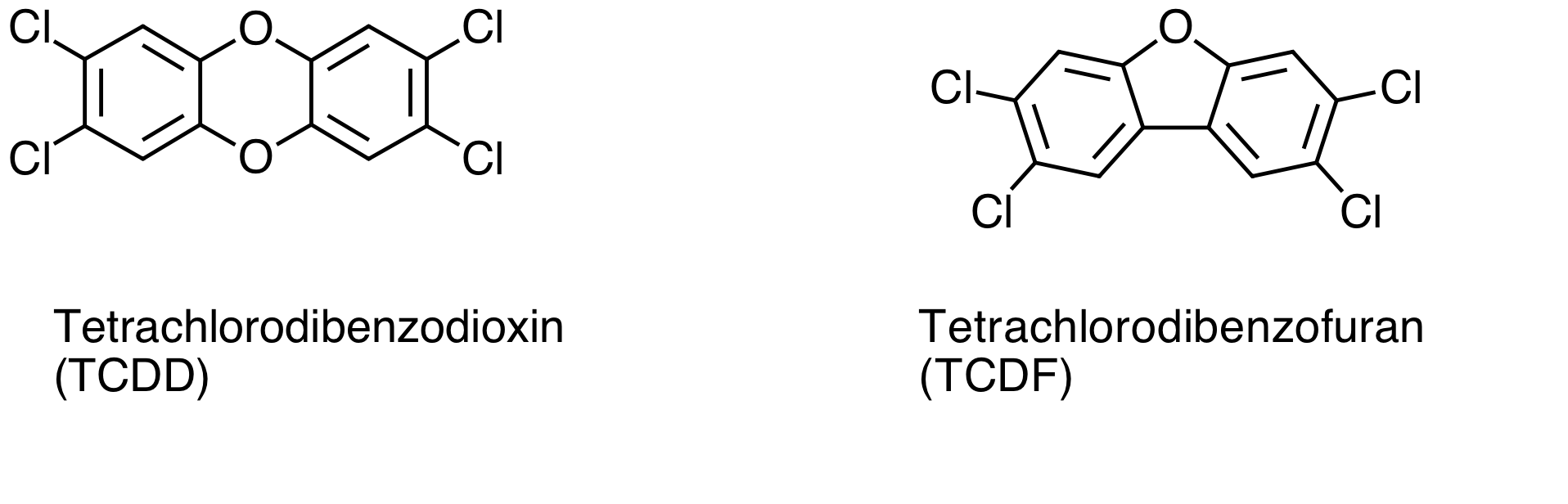 two key dioxin structures