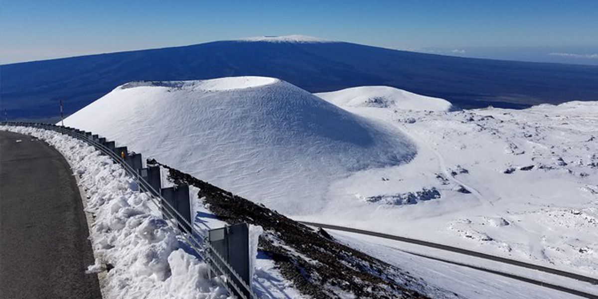 Mauna Kea road with visible snow