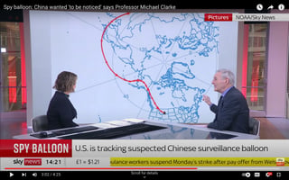 screenshot from Sky News' "Spy balloon: China wanted 'to be noticed' says Professor Michael Clarke" https://youtu.be/EaxiA7529vE