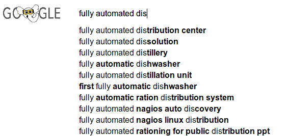 Google autocomplete for "fully automated dis..."