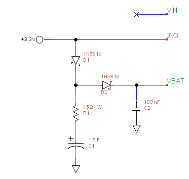 Supercap charging with diodes