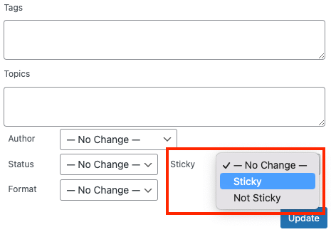 Add the sticky option to the Bulk Edit box