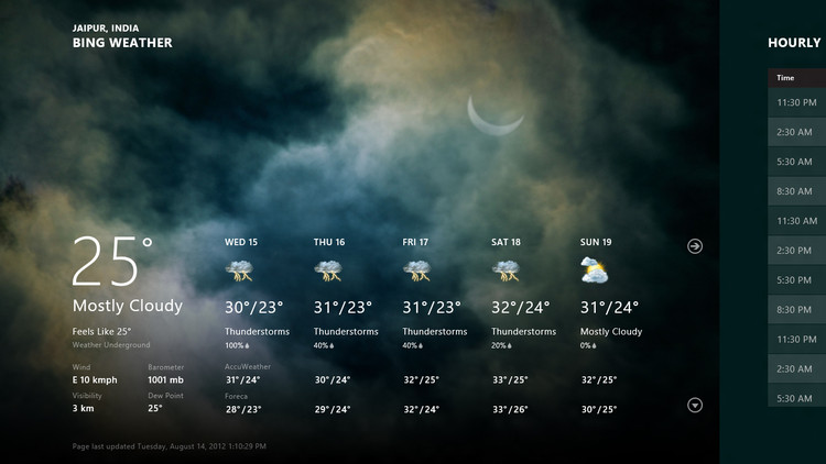 Windows 8 Weather screen