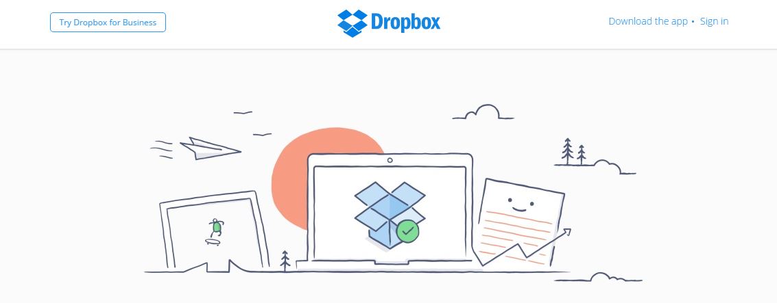 Dropbox's website header