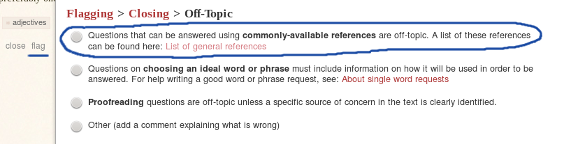 flagging a post as off-topic