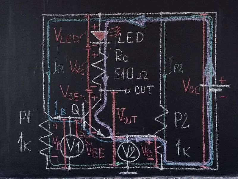 Investigating various transistor stages on the blackboard