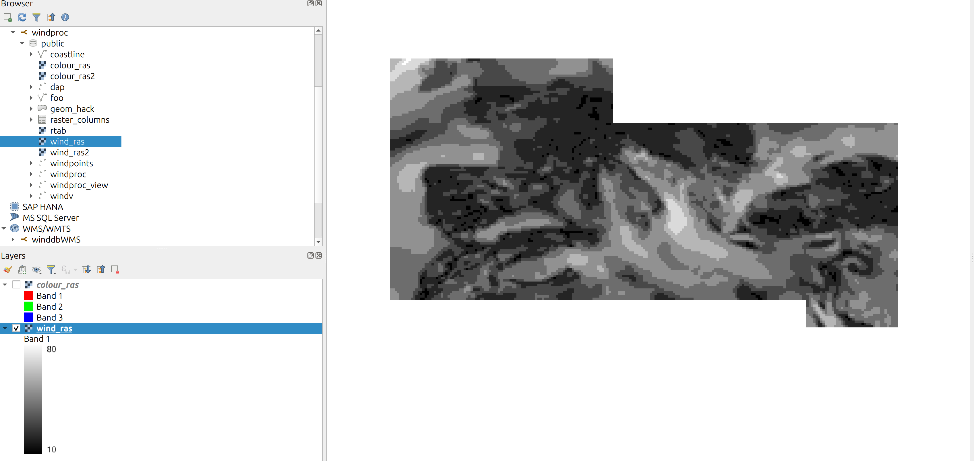 Grayscale image as seen in Qgis