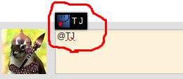 Screenshot of TJ's mention