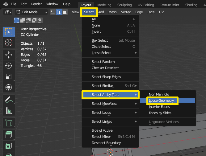 select loose geometry