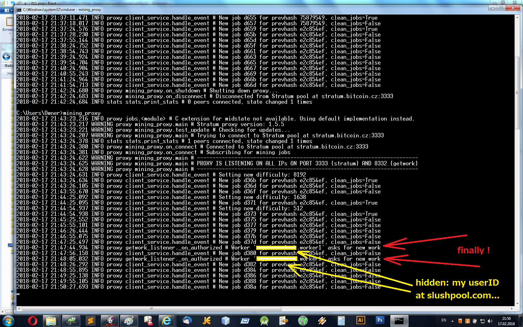 FPGA miner accepting jobs via Stratum