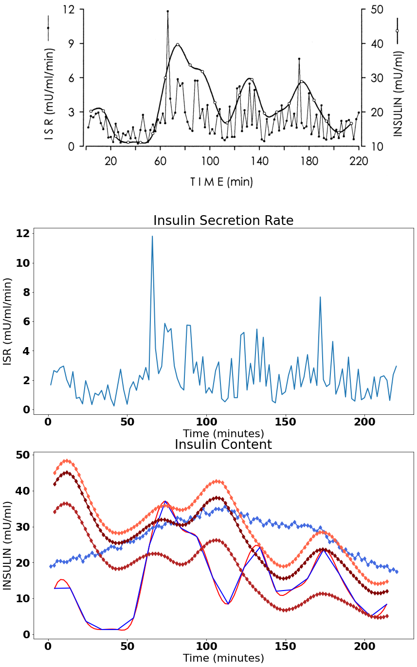 graph showing various convolutions of both the original data and a interpolated version with 110 data points