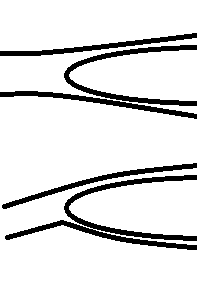 top:zero AoA/cruise, bottom: max AoA for landing/takeoff - 20-30deg