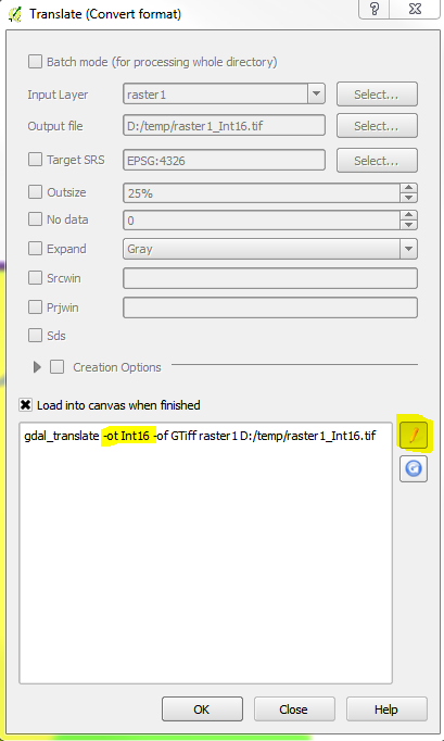 Translate raster data type