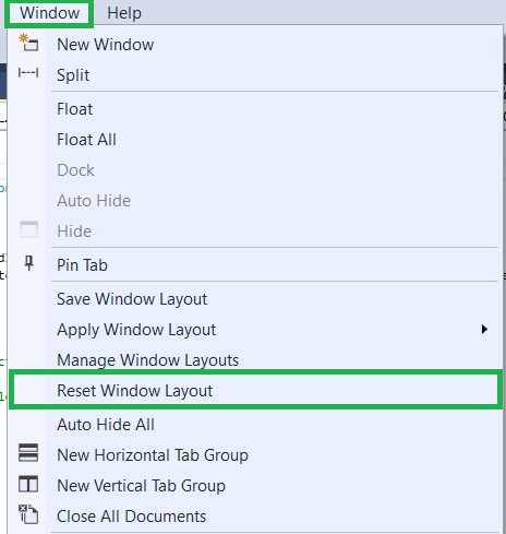 Window -> Reset Window Layout
