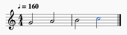 G, A, B, C halves in 4/4 at 160bpm