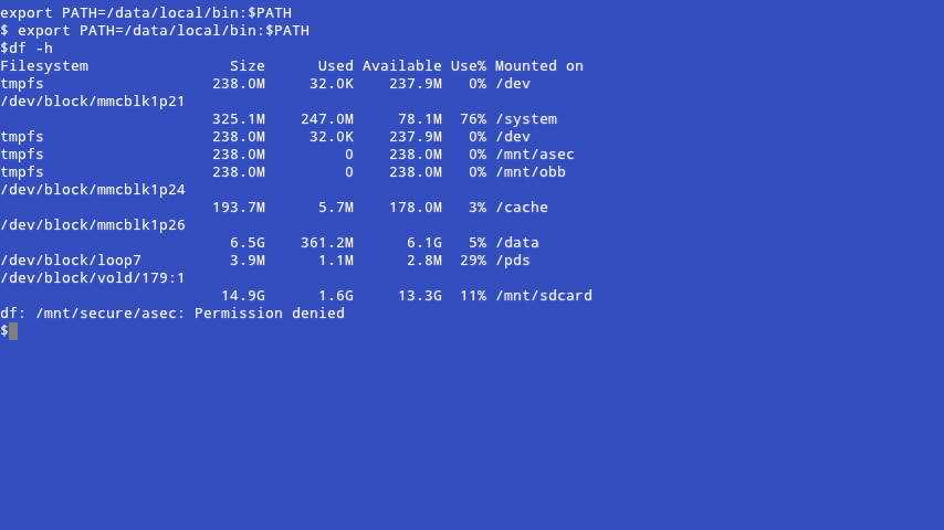 ls -l output on a Motorola Droid 2