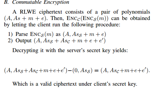 Commutable Encryption Expression found in original literature's appendix B