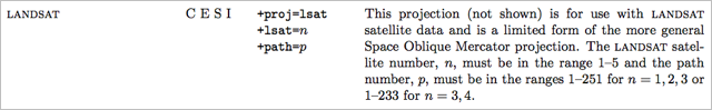 LANDSAT project description from PROJ.4 documentation addendum