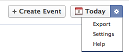 Facebook Events Gear Menu displayed
