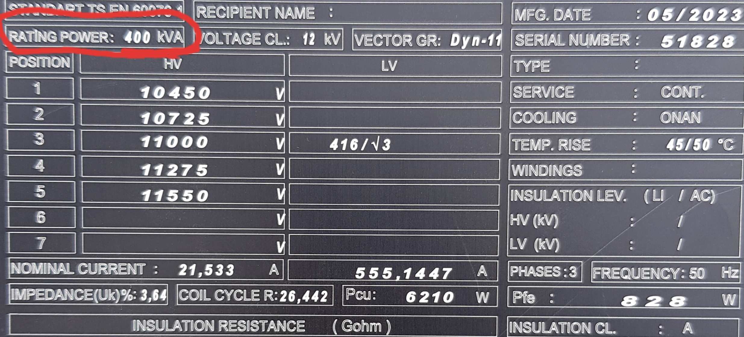 transformer nameplate