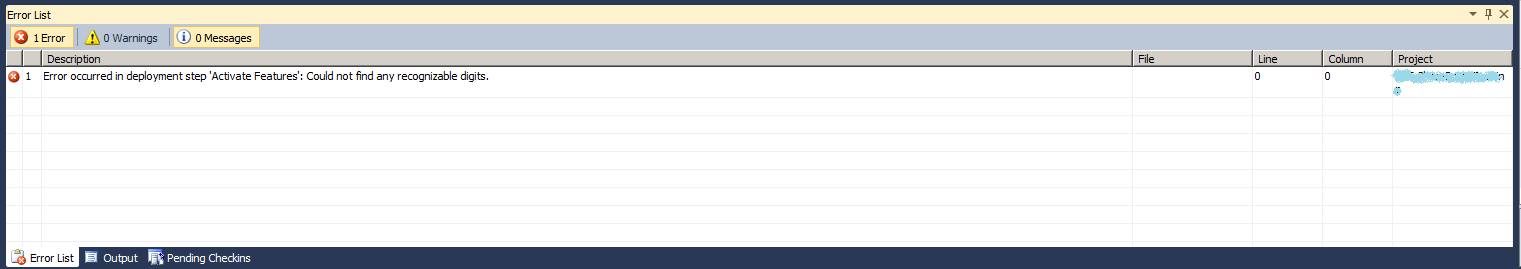 Output in Error List