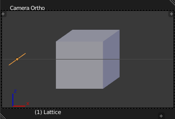 3D View with a cube with cabinet projection deformation.