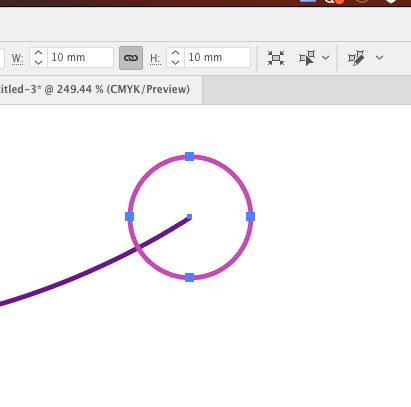 Screenshot of circle at the end-node of the path