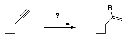 Addition of RH to alkynylcyclobutane