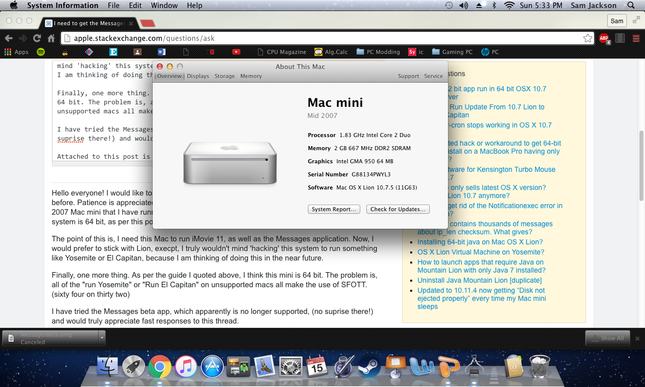 mac mini specs