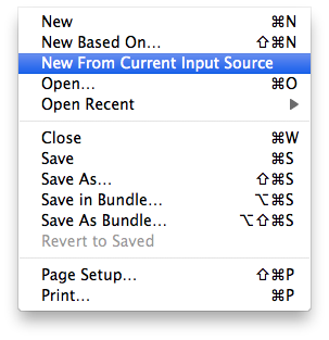 New from current input source