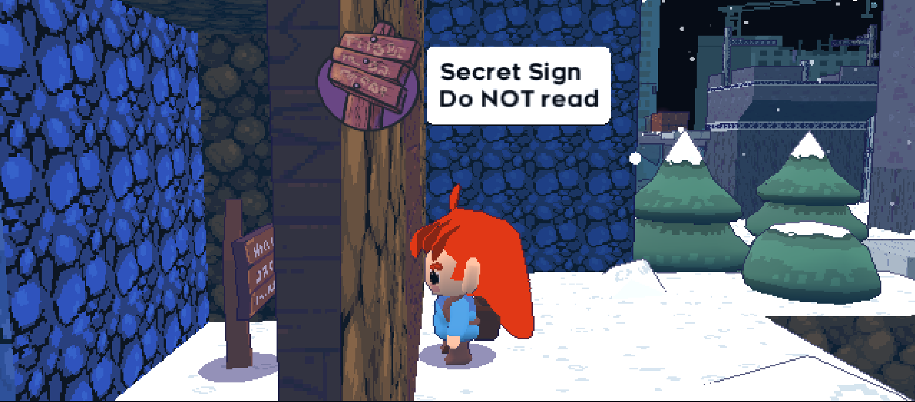 "Secret sign, do not read" behind a wall