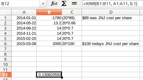 xirr simple table