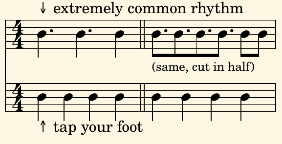 Extremely common rhythm, two durations