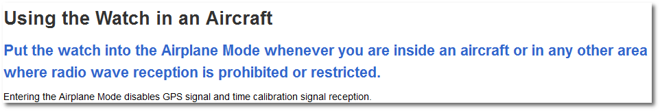 Casio watch airplane mode