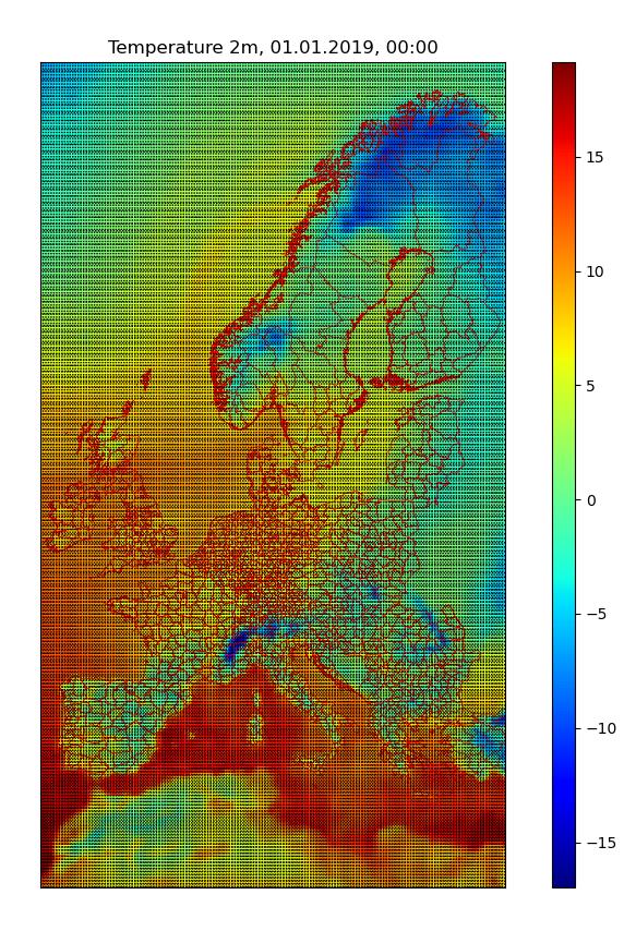 Temperature in Europe, NUTS 3 regions shapefile