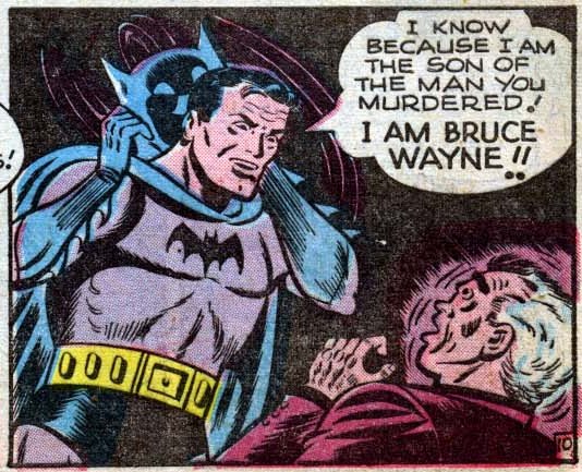 Batman reveals his identity to Joe Chill, Batman #47 (June-July 1948)