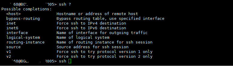 Juniper Possible SSH completion