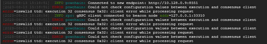 Error Beacon Chain