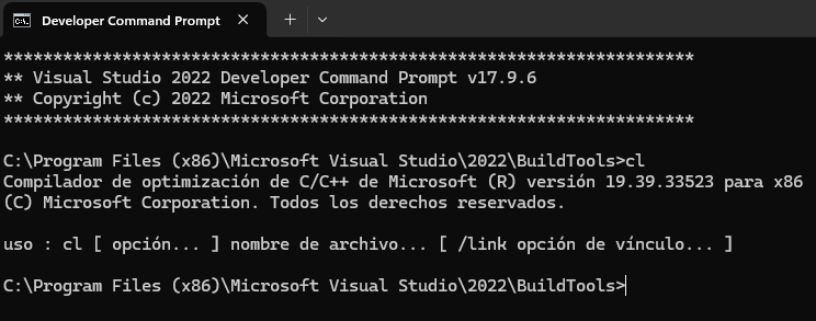 Version Developer Command Prompt