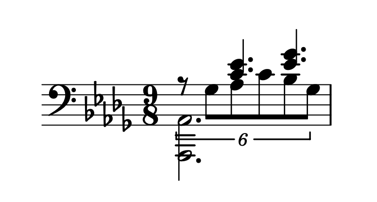 The tuplet bracket overlapping with the lowest voice.