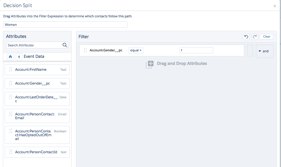 decision split with Salesforce data