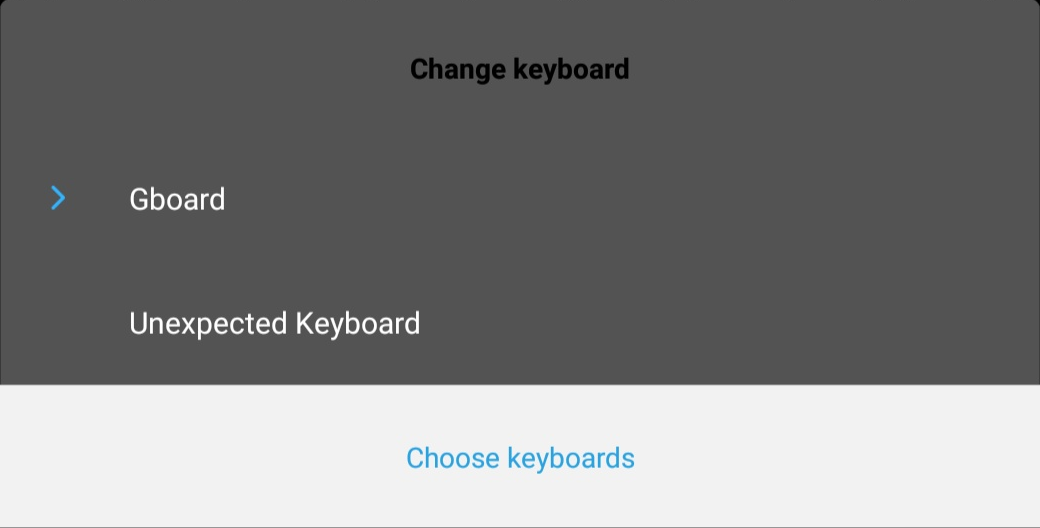 Choose keyboard menu