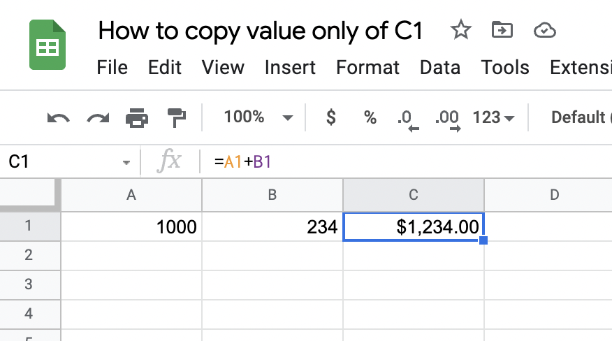 Example Google Sheet