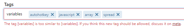 The tag 'variables' is too similar to 'variables'