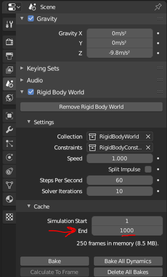 screenshot of blender scene panel