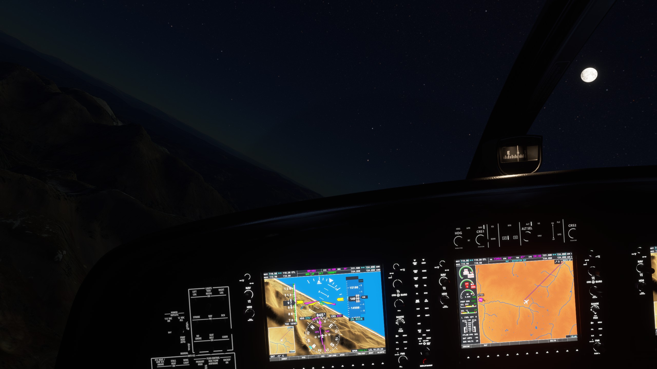 full moon over Telluride Airport in microsoft flight simulator