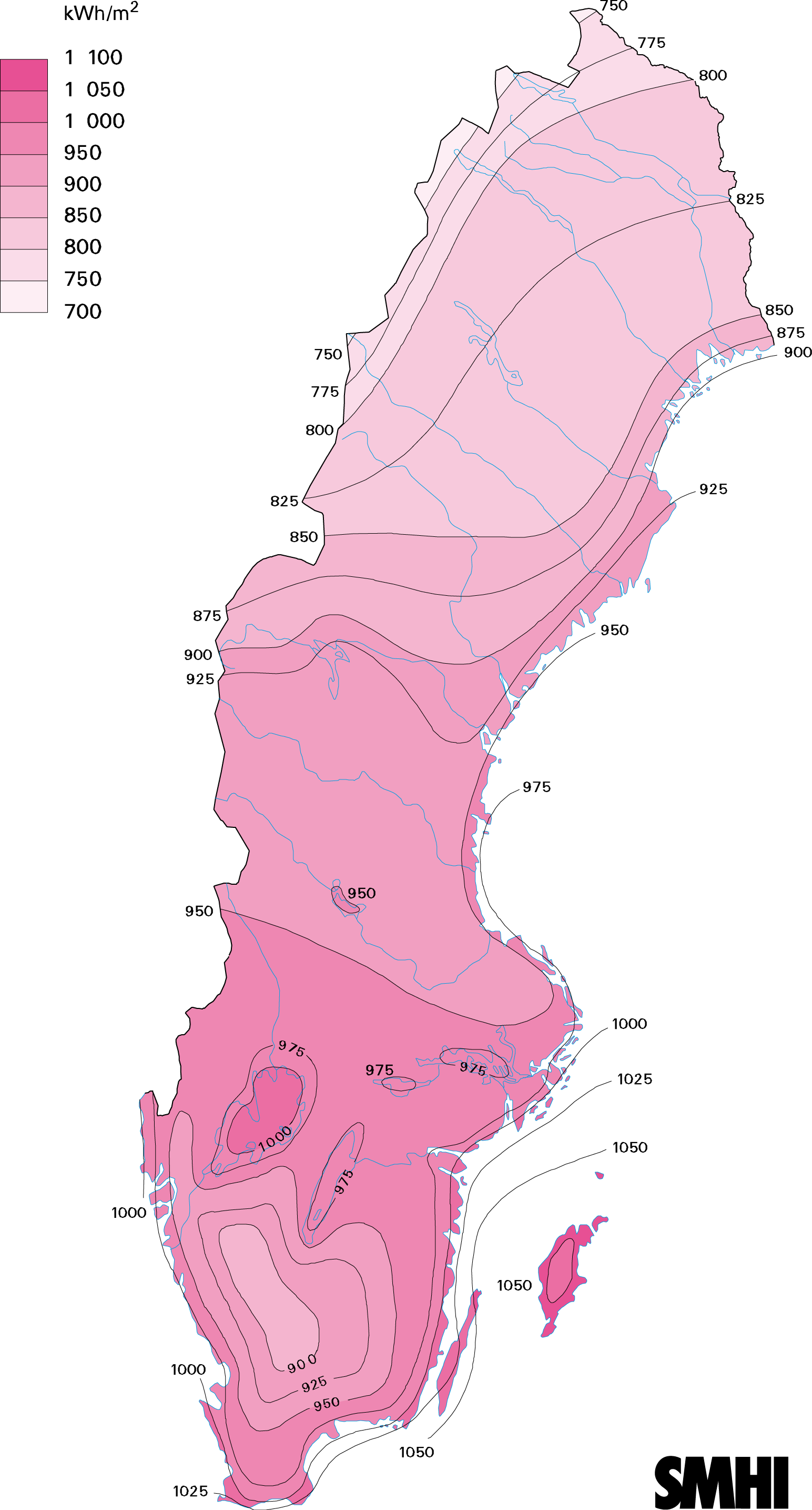 SMHI map of radiation in Sweden